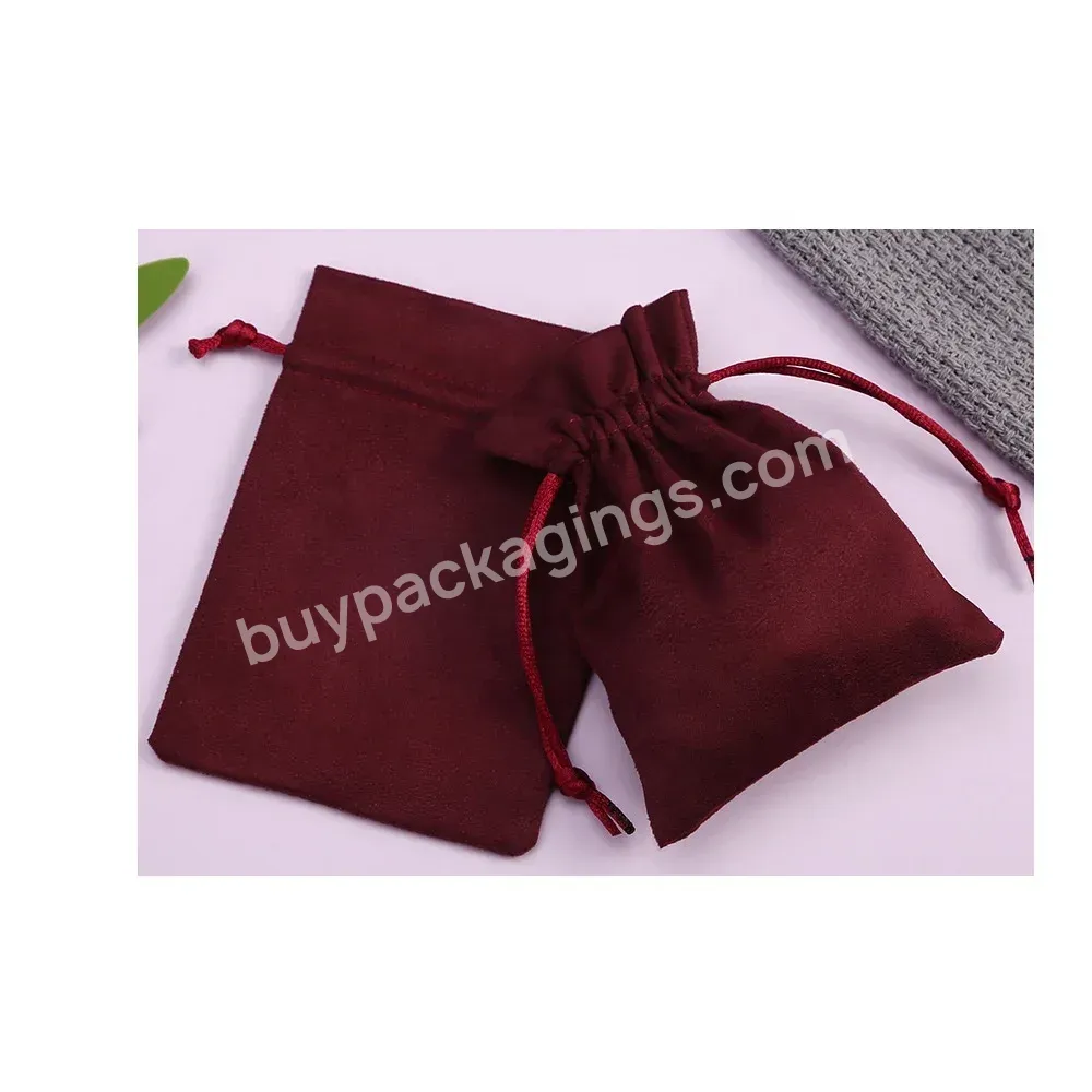 Wine Red Faux Suede Pouches Custom Logo Print Jewelry Packaging Storage Gift Velvet Bags Personalized Pouch Small Bag - Buy Wine Red Faux Suede Pouches Custom Logo Print Jewelry Packaging Storage Gift Velvet Bags Personalized Pouch Small Bag Velvet P