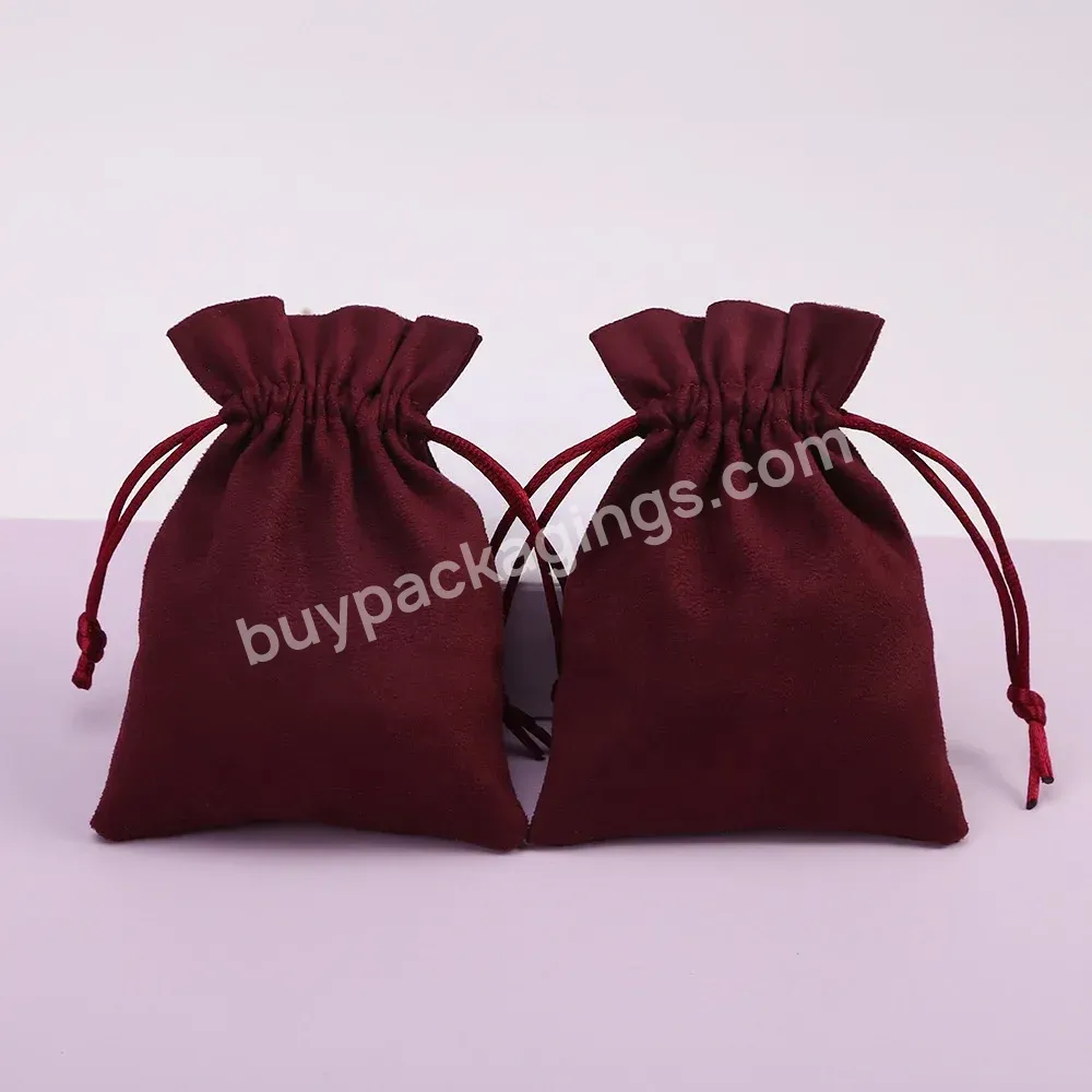 Wine Red Faux Suede Pouches Custom Logo Print Jewelry Packaging Storage Gift Velvet Bags Personalized Pouch Small Bag - Buy Wine Red Faux Suede Pouches Custom Logo Print Jewelry Packaging Storage Gift Velvet Bags Personalized Pouch Small Bag Velvet P