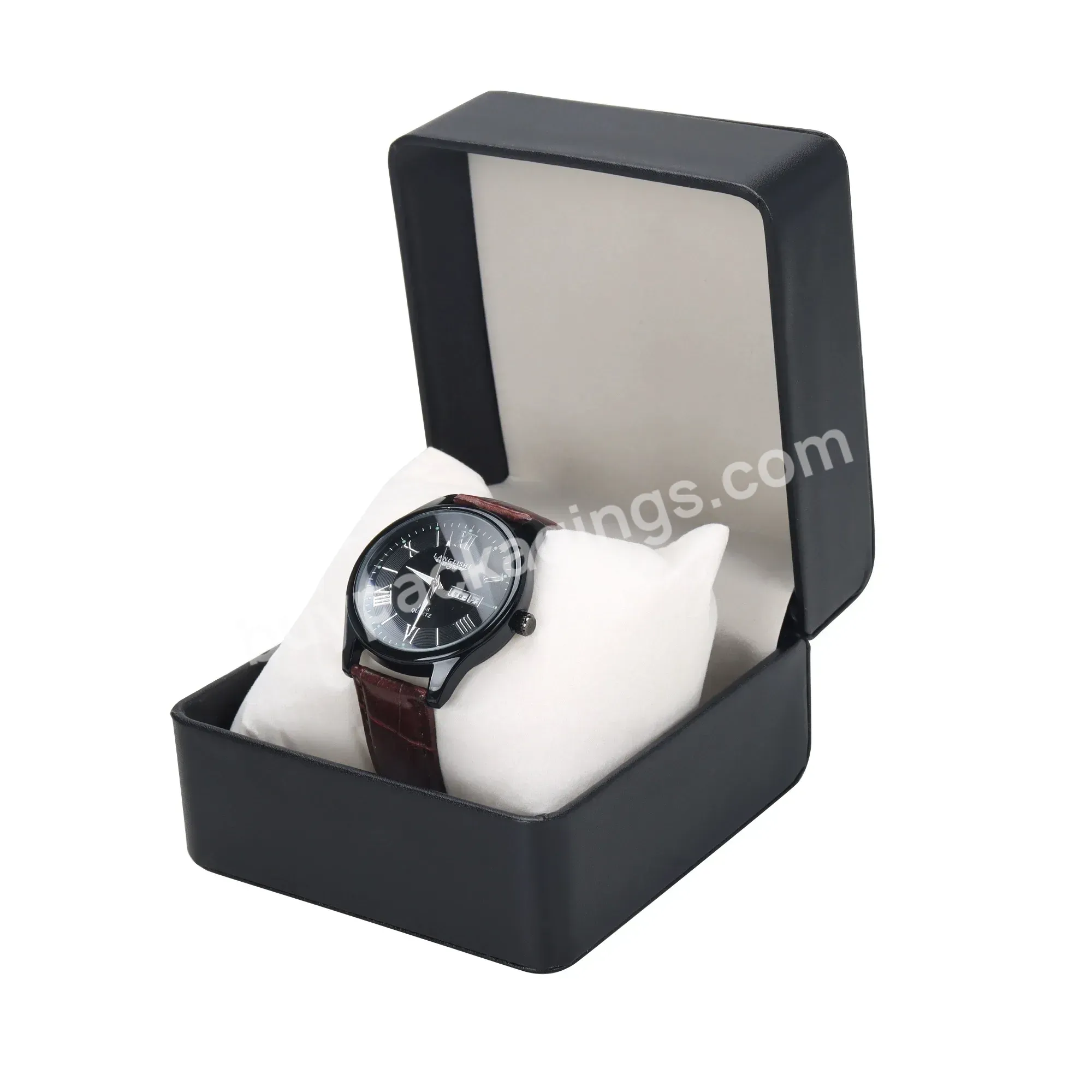 Fashion Lychee Pattern Clamshell Watch Box Imitation Leather Display Box Bracelet Jewelry Hot Printing Logo