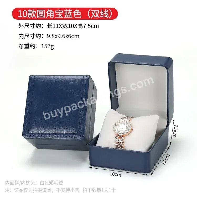 Fashion Lychee Pattern Clamshell Watch Box Imitation Leather Display Box Bracelet Jewelry Hot Printing Logo