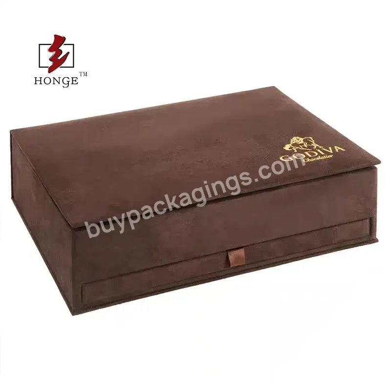 Honge 2023 Luxury Design Velvet Chocolate Gift Box With Gold Stamp 2 Layers Display Candy Box Custom Logo Printing For Gift - Buy Window Sweet Box,Sweet Favor Wedding Candy Box,Display Box For Chocolate.