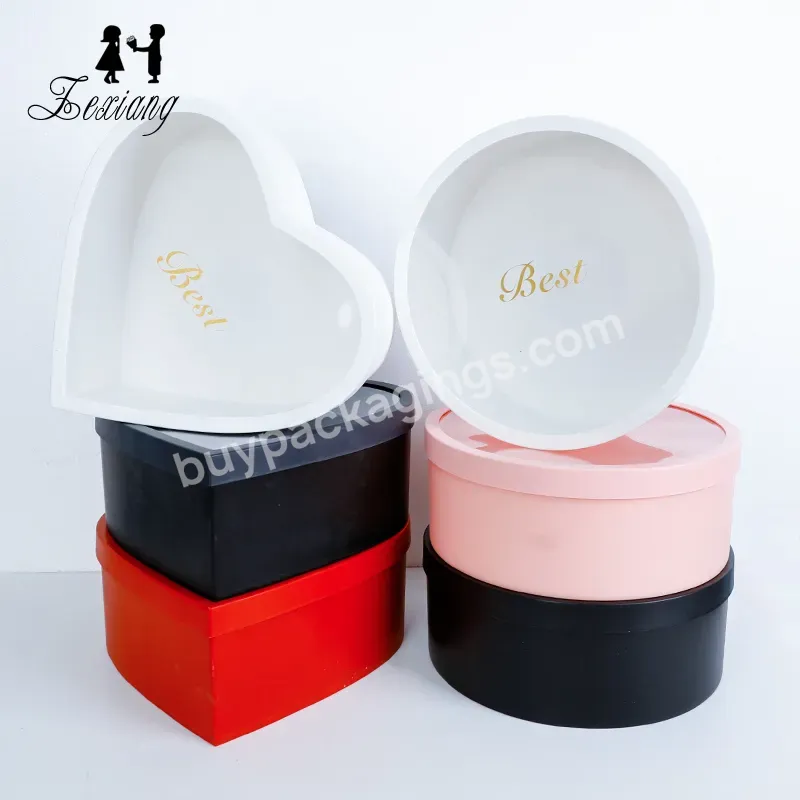 2pcs Wholesale Wedding Double Heart Round Shape Creative Gift Flower Bouquet Rose Box Set - Buy Heart Flower Box,Round Box Flower,Flower Boxes Set.