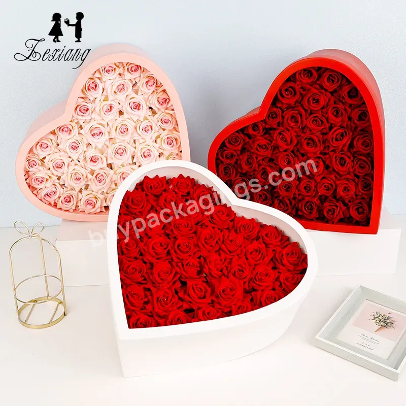 2pcs Wholesale Wedding Double Heart Round Shape Creative Gift Flower Bouquet Rose Box Set - Buy Heart Flower Box,Round Box Flower,Flower Boxes Set.