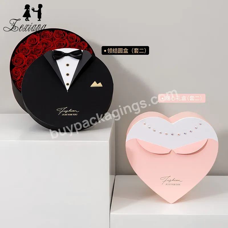 2pcs/set Luxury Heart Creative Gift Flower Bouquet Packaging Box Set For Rose - Buy Rose Flower Gift Box,Gift Box Set,Heart Gift Boxes.