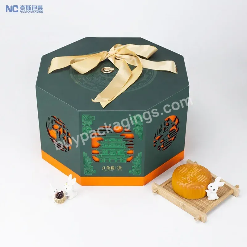 Custom In Stock Business Gifts Hollow Carved Double Layer Mooncake Box Octagonal Box Moon Cake Gift Packaging Box With Ribbon - Buy Packaging Boxes Wedding Favor Boxes Custom In Stock Business Gifts Hollow Carved Double Layer Mooncake Box Octagonal B