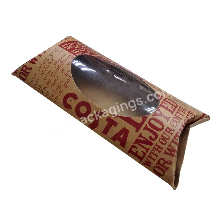 Custom New Design Small Window Kraft Paper Pillow Box Packaging