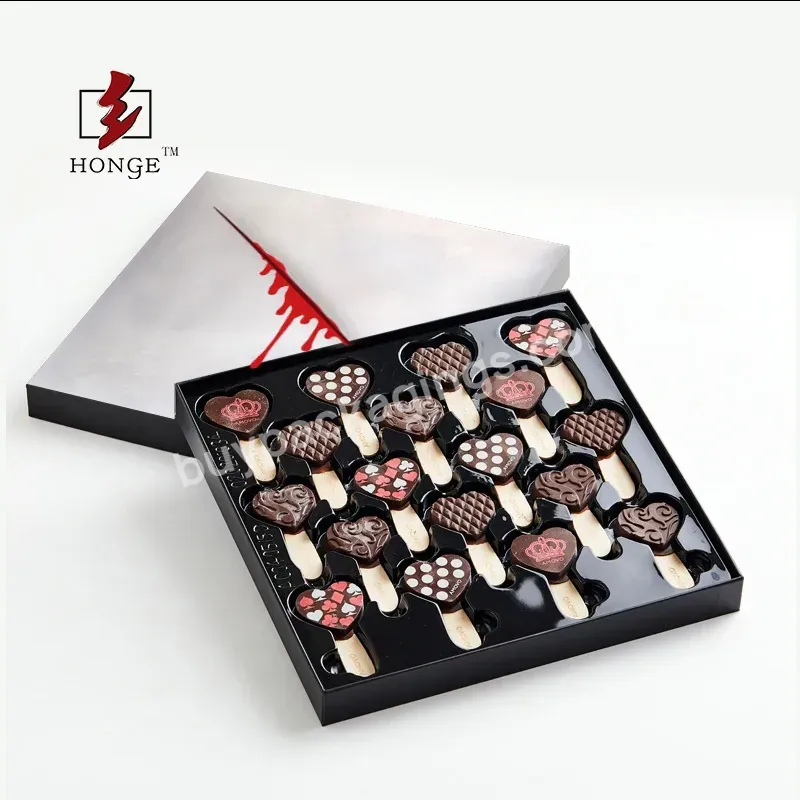 Honge Chocolate Gift Box With Plastic Tray Box Lid And Base Paper Gift Box For Valentine's Day