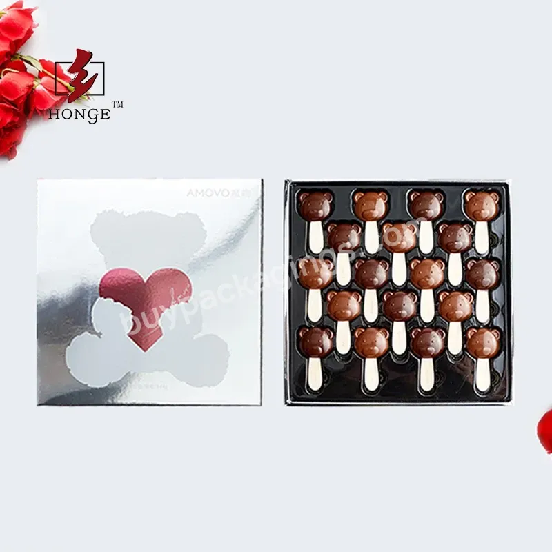 Honge Chocolate Gift Box With Plastic Tray Box Lid And Base Paper Gift Box For Valentine's Day