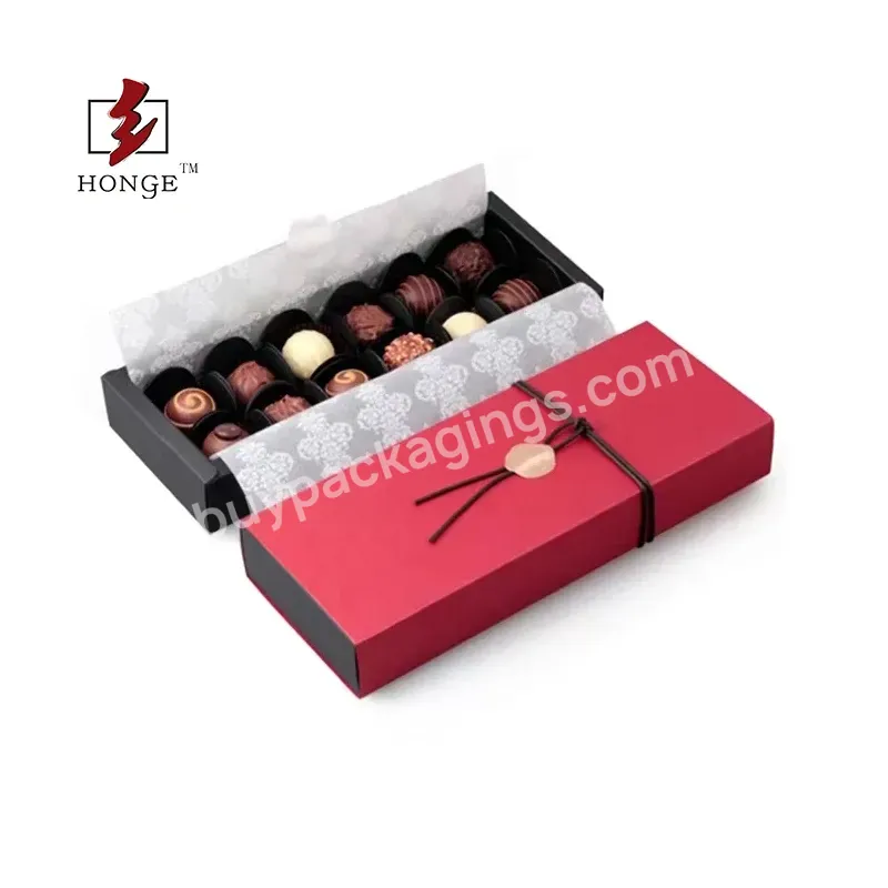 Honge Custom Chocolate Box With Plastic Tray And Butter Paper Rigid Paper Gift Set Box For Birthday Day And Valentine's Day