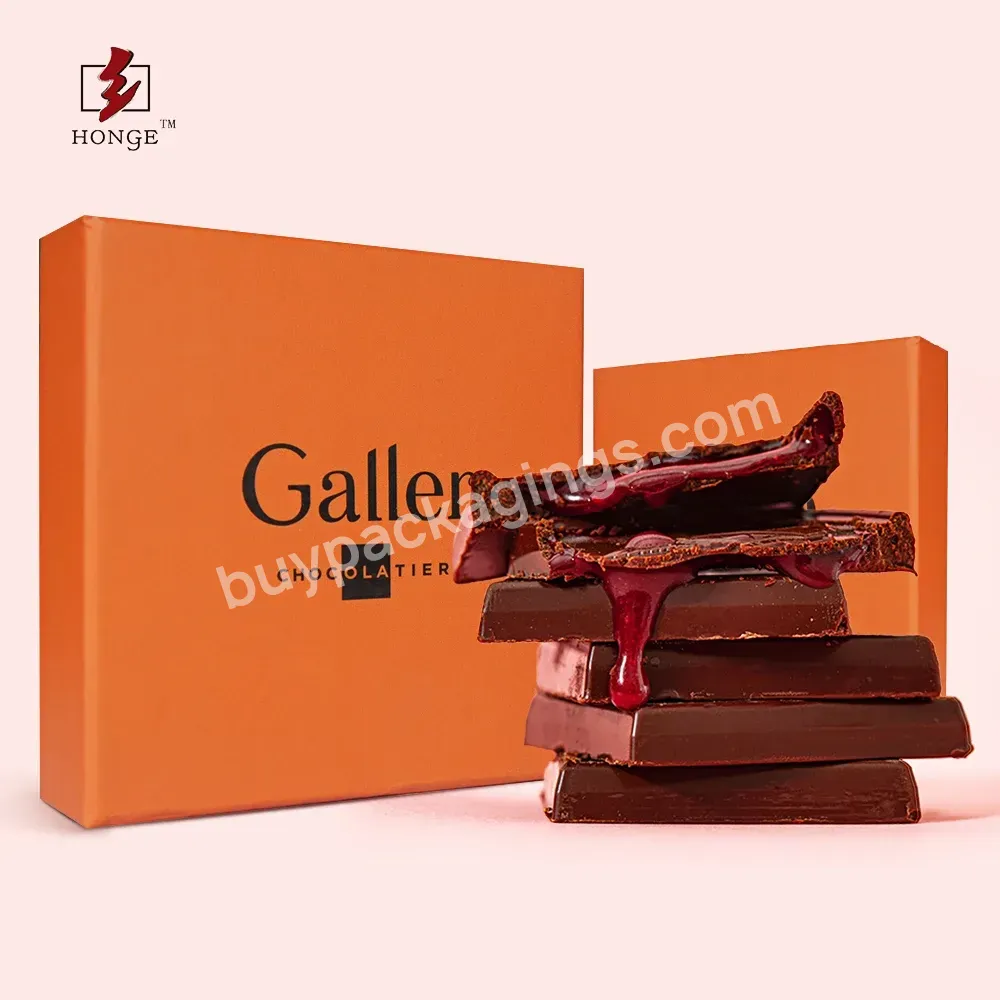 Honge Luxury Eco Friendly Cardboard Box Chocolate Box Packaging With Tray Inside Custom Food Grade Rigid Box With Lid