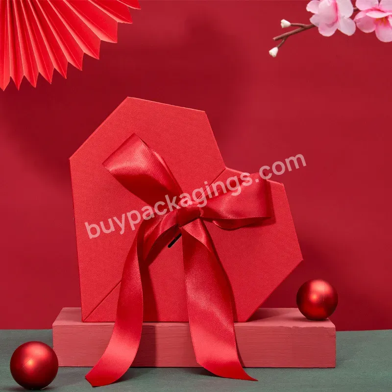 Luxury Heart Shape Girl's Pink Gift Packaging Box With Ribbon Closure - Buy Heart Shape Gift Box For Valentine's Day,Pink Heart Shape Paper Gift Packaging Box For Wedding,Double Side Open Heart Shape Cardboard Gift Box With Ribbon.