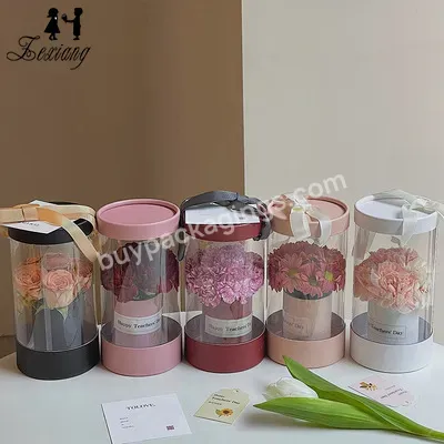 New Round Pvc Flower Boxes For Packiging Handheld Transparent Round Bucket Gift Box Packaging - Buy Round Flower Box,New Round Pvc Flower Boxes,Flower Boxes For Packiging.