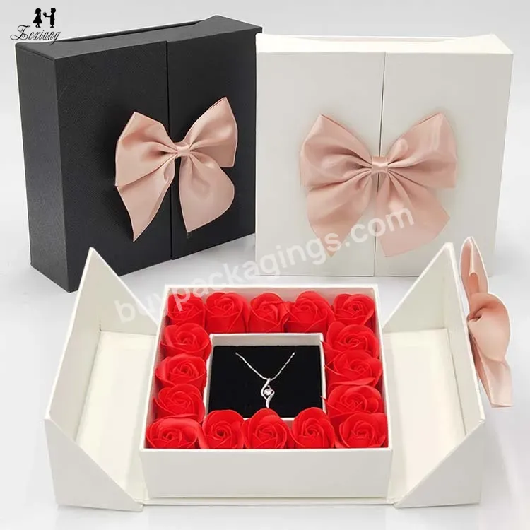 Personalized Jewelry Packaging Box With Large Bow Tie Rose Flower For Rings Necklaces Earrings Bracelets - Buy Jewelry Packaging Box,Jewelry Packaging Box Necklace,Jewelry Box Personalized.