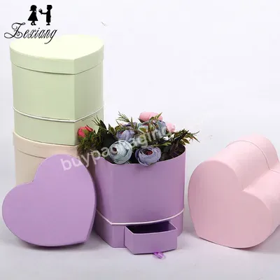 Small Double-layer Gift Box With Drawer Heart-shaped Gift Box Hugging Bucket Flower Box