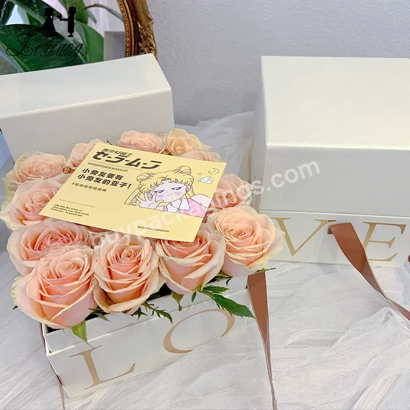 Wholesale Valentine's Day Fashion Square Love Hand-held Flower Paper Box Rose Gift Packaging Box - Buy Square Box Packaging,Flower Boxes For Bouquets,Love Flower Box.