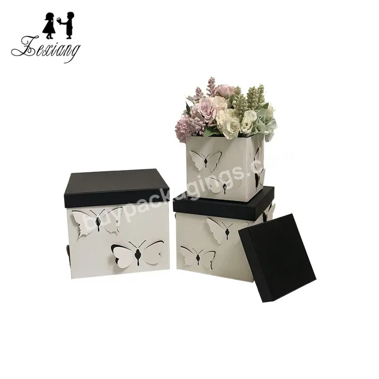 Zexwrap Wholesale Three-piece 3d Hollow-out Packaging Square Butterfly Flower Gift Box