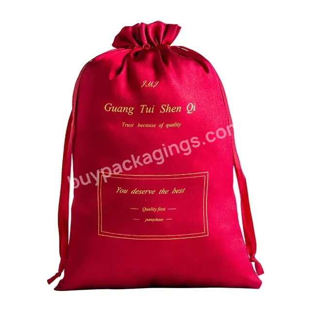 Wholesale Customized Logo Printing Red Small Dust Silk Drawstring Satin Pouch Bag For Lashes Packaging