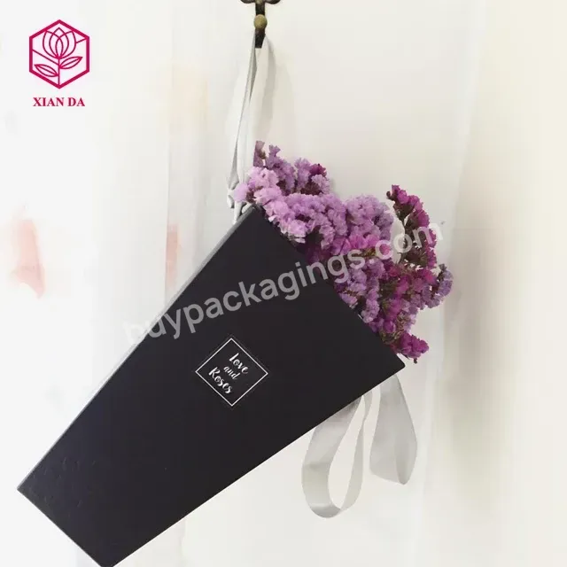 Cheap New Fashion Cone Shaped Flower Packing Box With Ribbon