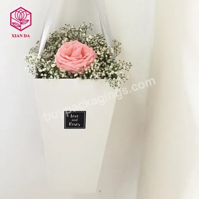 Cheap New Fashion Cone Shaped Flower Packing Box With Ribbon