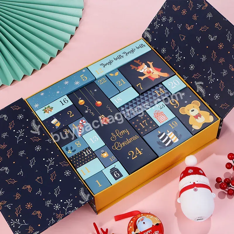 Christmas Packaging Gift Box Luxury Custom Lipstick Storage Make Up Cosmetics Advent Calendar Box With Logo