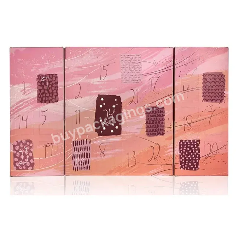 Custom Christmas 24pcs Advent Calendar Cardboard Box Surprise Blind Gift Box For Chocolate Cosmetic