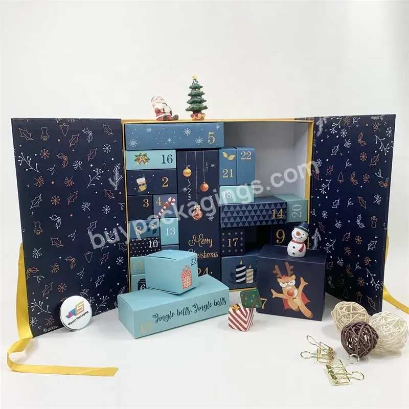 Custom Christmas Make Up Chocolate Paper Box 24 Day Advent Calendar Gift Box For Girl Friend
