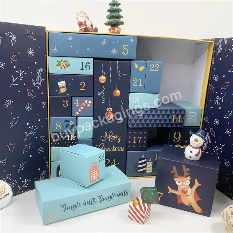 Custom Christmas Make Up Chocolate Paper Box 24 Day Advent Calendar Gift Box For Girl Friend