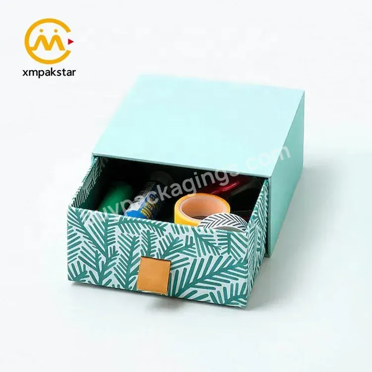 Custom Elegant Cardboard Drawer Type Paper Box Slide Packaging Box With Ribbon Tab
