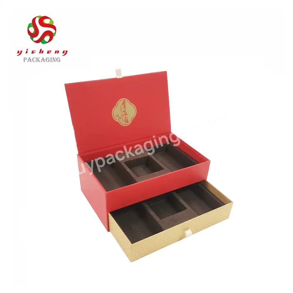 Custom Logo Luxury 2 Layer Slide Drawer Paper Cardboard Mooncake Cake Packaging Boxes For Sale