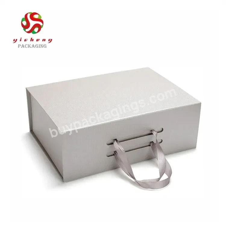 Custom Logo Luxury Flap Clothing Folding Paper Magnetic Closure Gift Box With Ribbon