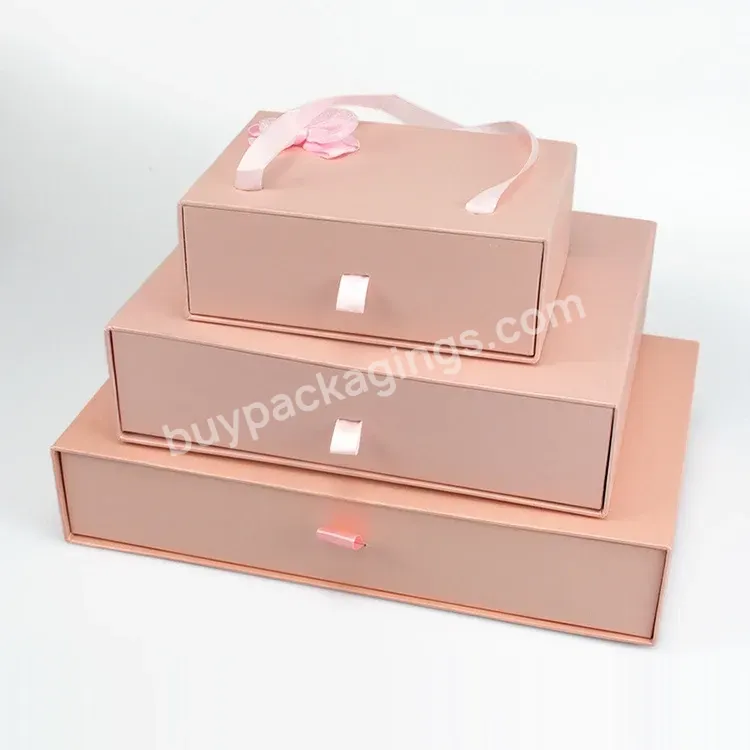 Custom Logo Luxury Handbag Portable Gift Box Underwear Drawer Paper Boxes Packaging With Ribbon Handle