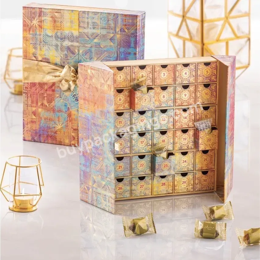 Custom Packaging Paper Eid Mubarak Advent Calendar Empty Chocolate Candy Sweet Ramadan Diwali Gift Box