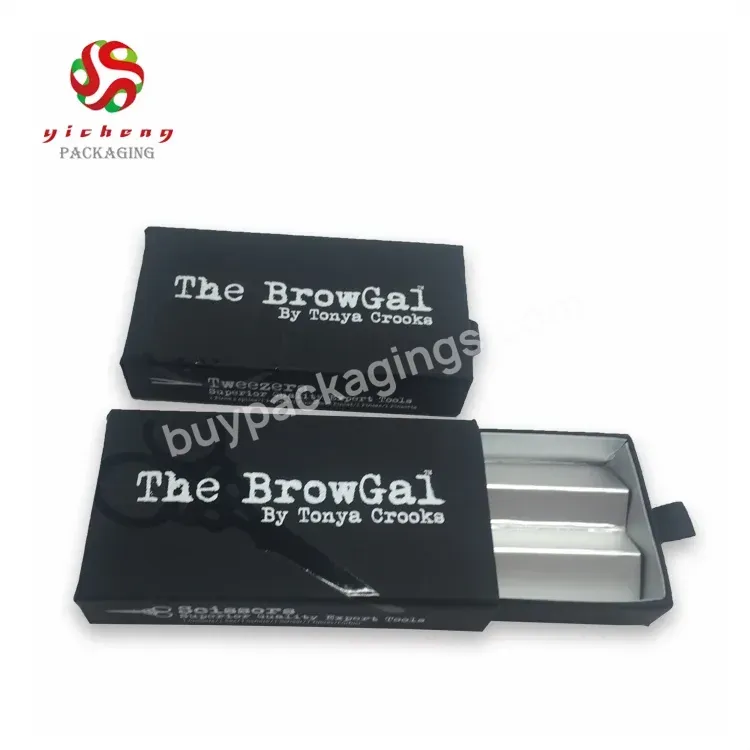 Custom Printed Colour Sliding Black Cosmetics Box Drawer Box For Phone Case Packaging