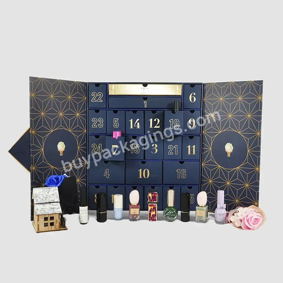 Customized Cardboard Box Cosmetic Advent Calendar Countdown Packaging Gift Box 24 Days Advent Calendar Box
