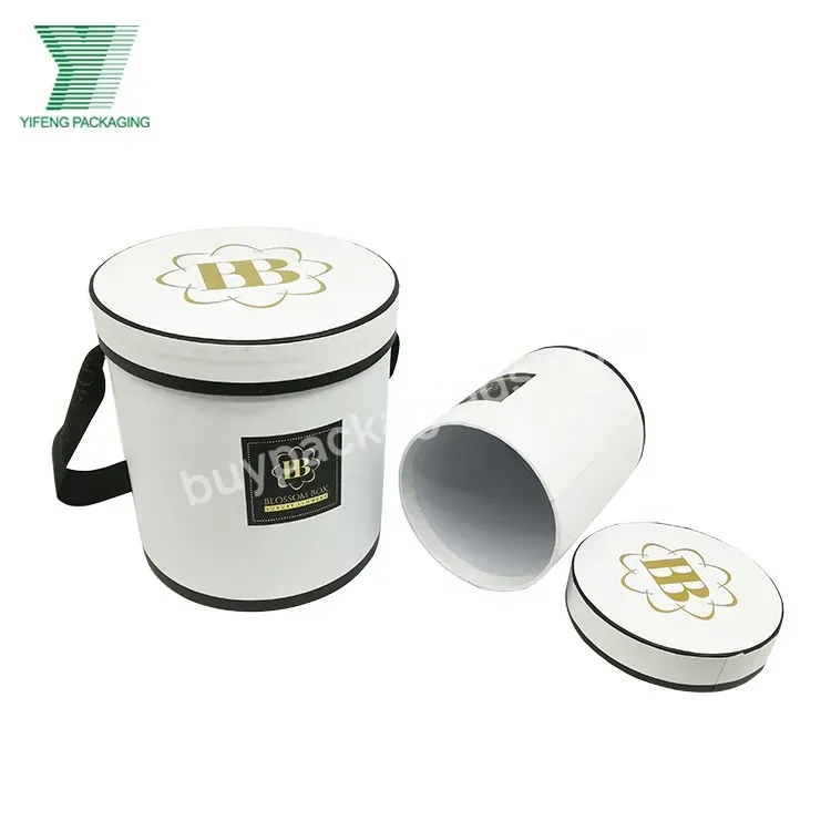 Hat Round Packaging Hard Paper Round Flower Gift Paper Boxes Flower Boxes With Ribbon Handle