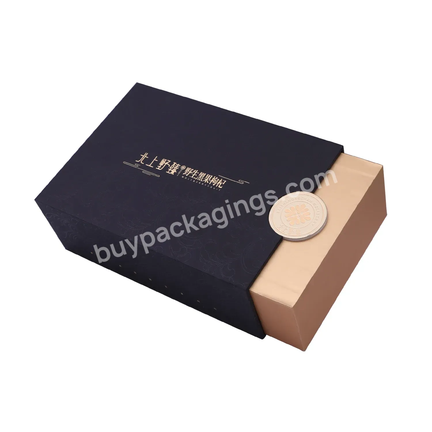 High Quality Paper Black Luxury Gift Packaging Box Cardboard Sliding Drawer Boxes With Customized Logo