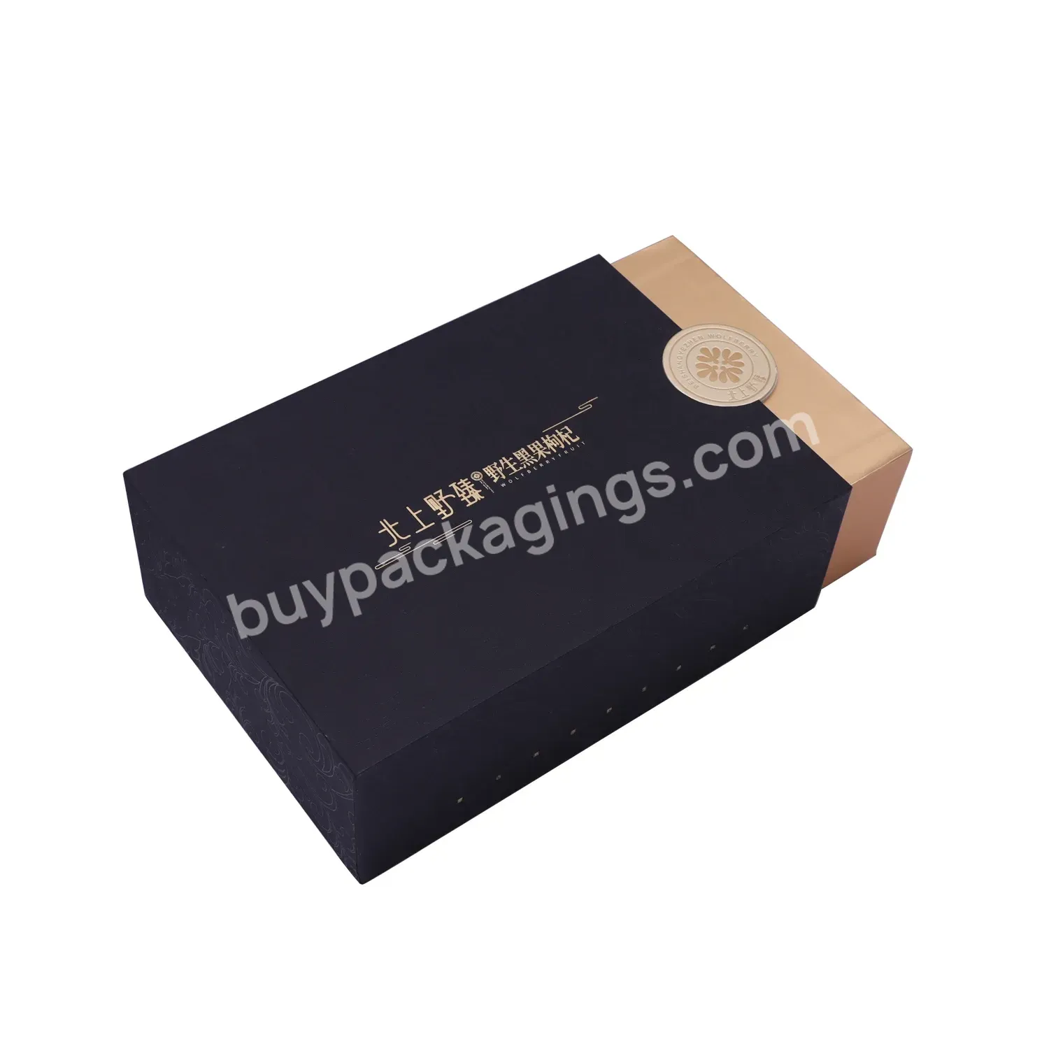 High Quality Paper Black Luxury Gift Packaging Box Cardboard Sliding Drawer Boxes With Customized Logo