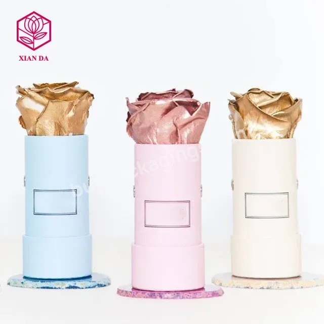 Luxury Round Cardboard Paper Flower Packaging For Single Rose Box