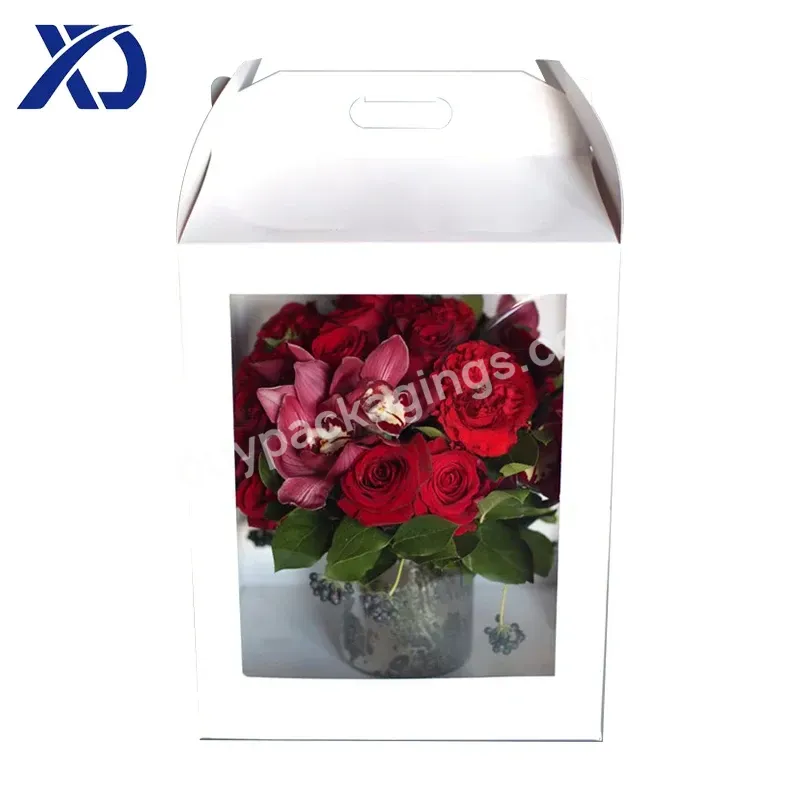 Luxury Transparent Handbag Flower Box White Valentine's Day Rose Gift Box With Pvc Window