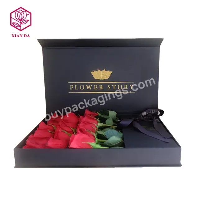 Special Design Luxury Rectangle Paperboard Flower Box With Magnetic Closure