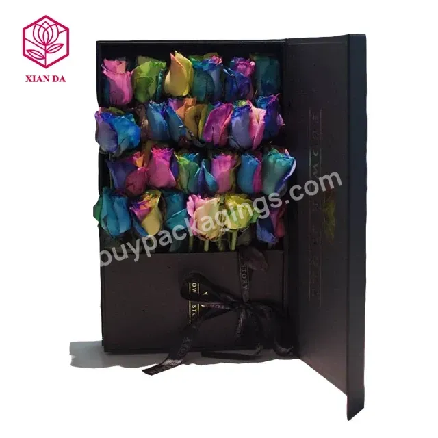 Special Design Luxury Rectangle Paperboard Flower Box With Magnetic Closure