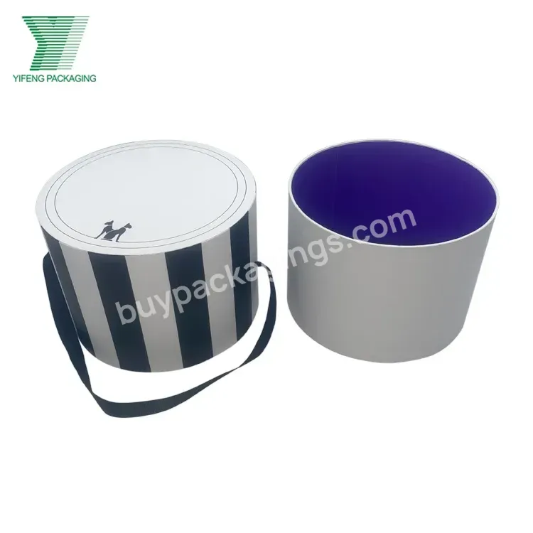 Wholesale Promotion Custom Luxury Round Paper Tube Storage Round Gift Hat Boxes With Ribbon Handle