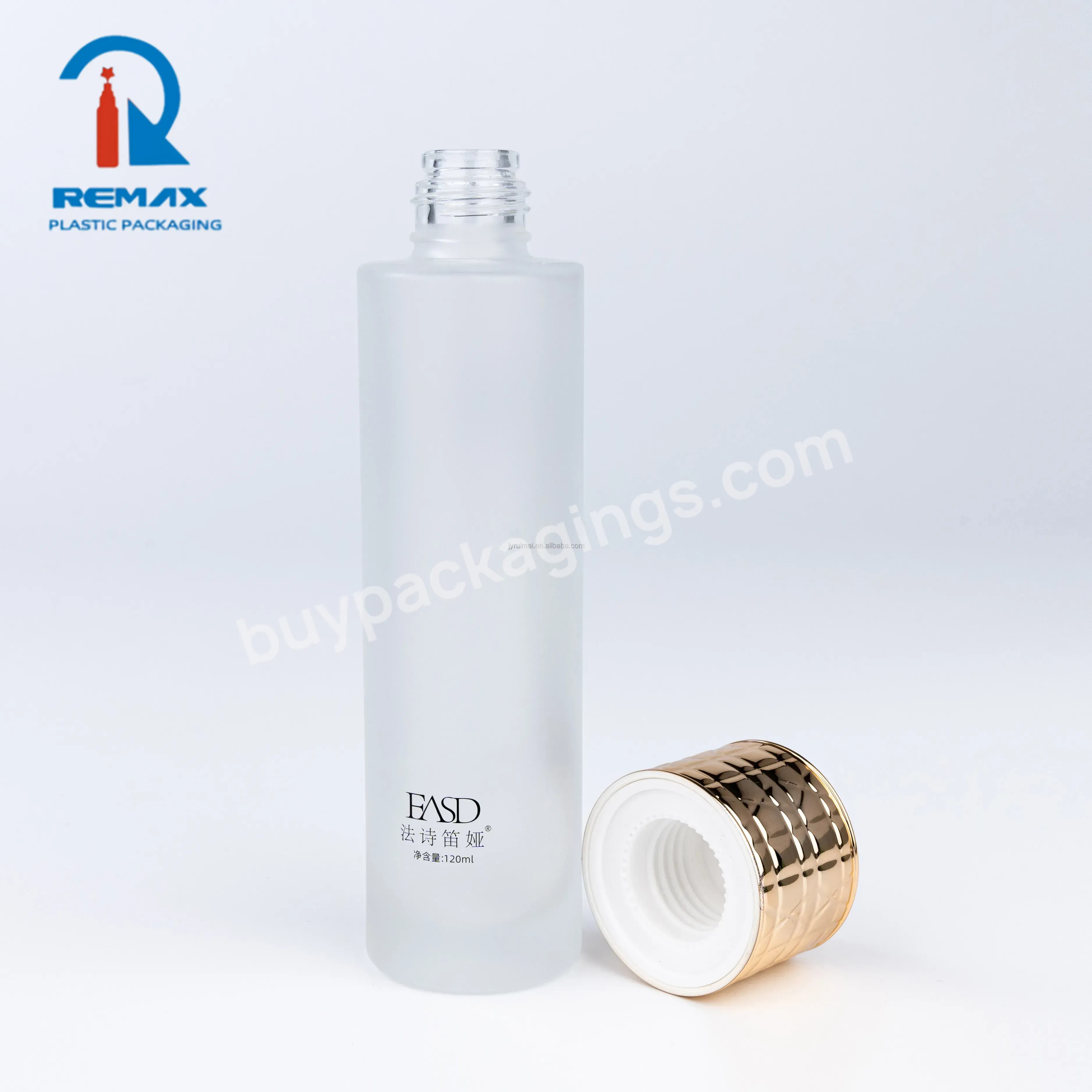 120ml 140ml 150ml Gold Aluminum Screw Cap Frosted Toner Bottle Matte Translucent Glass Stand Liquid Lotion Bottle