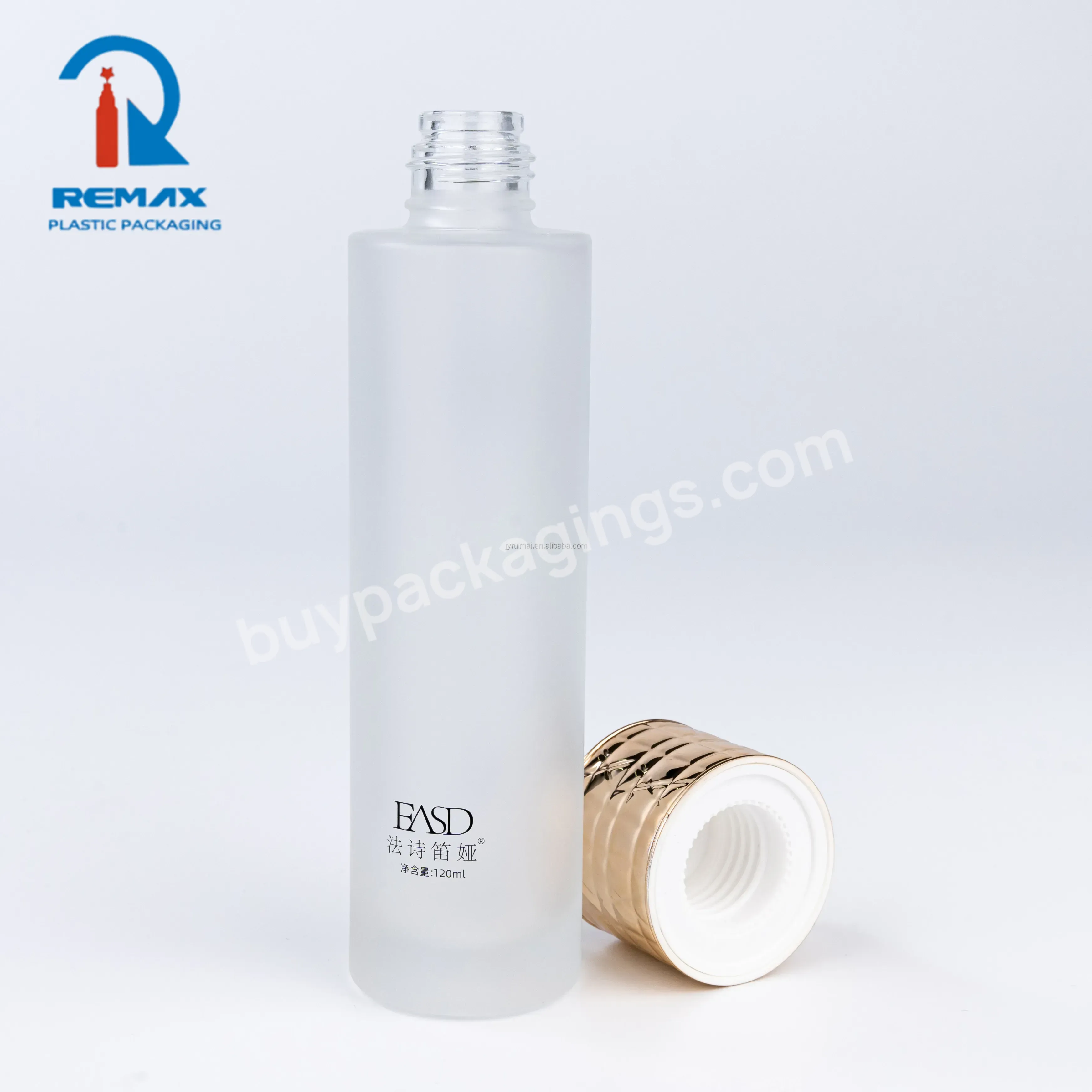 120ml 140ml 150ml Gold Aluminum Screw Cap Frosted Toner Bottle Matte Translucent Glass Stand Liquid Lotion Bottle