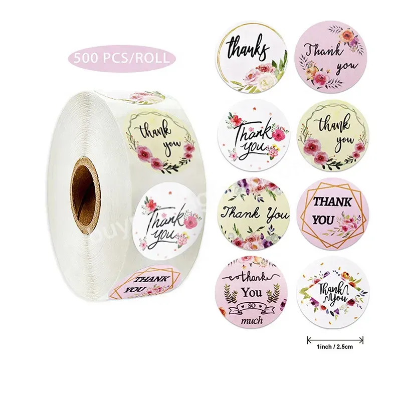 1.5 Inch Floral Design Thank You Stickers Food Round Seal Decorative Stickers Decoration Custom Stickers