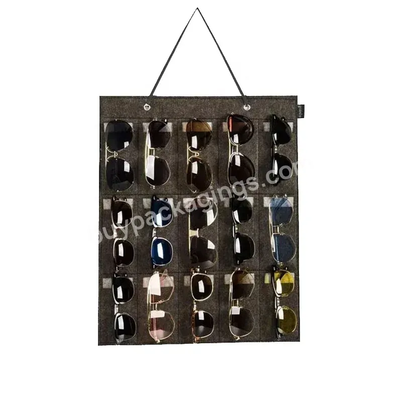 15 Slots Hanging Sunglasses Pocket Felt Wall Display Eyeglasses Holder Bag Eyewear Felt Hanging Storage Organizer