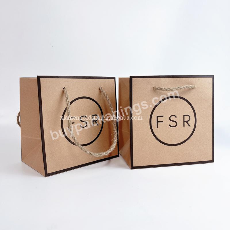 200% Natural Eco Friendly Custom Paper String Shopping Bags Brown Kraft Paper Bags With Ribbon Handle