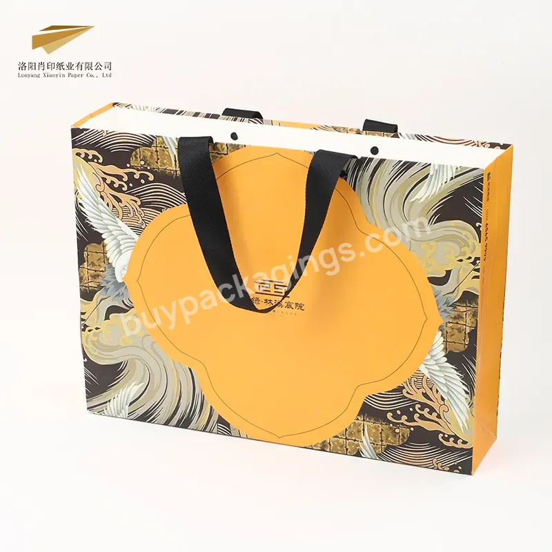 2022 Creative Art Custom Pattern Gift Craft Shopping Paper Bag With Ribbon Handles