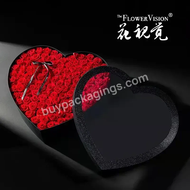 2022 New Design Luxury 3 Set Heart Box For Flowers Heart Shape Flower Box For Valentine's Day Gift