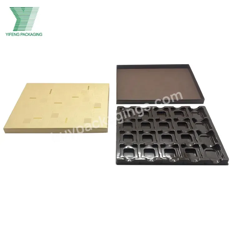 2023 Custom Logo Gold Fancy Paper Lid And Bottom Chocolate Bonbon Package Gift Box With Brown Plastic Dividers